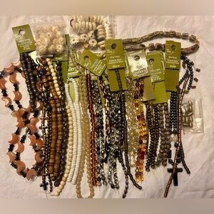 Natural Stone, Carved Wood & Metal Bead Lot - Great Christmas Gift for Crafters!
